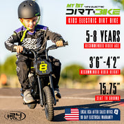 24V Kids Electric Dirt Bike 12 in Knobby Tires Ages 5+