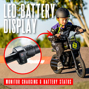 24V Kids Electric Dirt Bike 12 in Knobby Tires Ages 5+