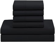 7 Piece Comforter Set Bag Solid Color All Season Soft Down Alternative Blanket & Luxurious Microfiber Bed Sheets, Black, King (Pack of 3)