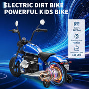 24V Kids Electric Dirt Bike with Training-Wheel Ready Frame Ages 5+