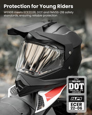 Youth Electric Dirt Bike Full-Face Helmet Matte Black