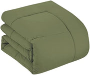 7 Piece Comforter Set Bag Solid Color All Season Soft Down Alternative Blanket & Luxurious Microfiber Bed Sheets, Sage, Queen (Pack of 4)