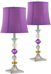 25 1/2" High Brushed Nickel Table Lamps Set of 2 Stacked Acrylic Gem