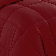 7 Piece Comforter Set Bag Solid Color All Season Soft Down Alternative Blanket & Luxurious Microfiber Bed Sheets, Red, Twin (Pack of 4, 28 Count Total)