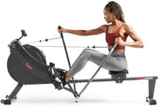 16-Level Magnetic Rowing Machine with Extended Slide Rail, LCD Monitor, Standard Seat, Charcoal, 330 lb Capacity
