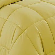 7 Piece Comforter Set Bag Solid Color All Season Soft Down Alternative Blanket & Luxurious Microfiber Bed Sheets, Yellow, Queen (Pack of 4)