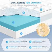 Layer Memory Foam Mattress Topper, Queen Mattress Pad, 4 Inch