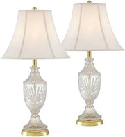 26 1/2" Tall Table Lamps Set of 2 Gold Brass Cut Clear Glass Urn