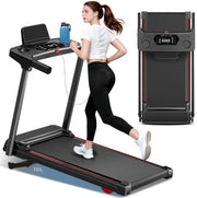 Treadmill with 0-16% Auto Incline, 0.6-7.5MPH Walking Pad Treadmills for Home, 3.0 HP Low Noise Foldable Treadmill with Handle Bar and LED Display, Walking Running Machine, 350LBS Capacity