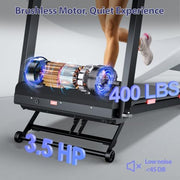 3.5 HP Treadmill with 20% Auto Incline for Home, Heavy Duty 400lb Capacity