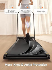 Foldable Walking Pad Treadmill with Handle Bar Under Desk