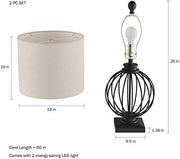 Modern Table Lamps, Black, Set of 2, 13” x 26”