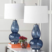 Lighting Collection Mercurio Double Gourd Blue and White Table Lamp, Set of 2