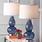Lighting Collection Mercurio Double Gourd Blue and White Table Lamp, Set of 2
