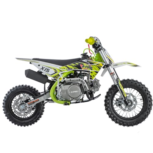 X15 110cc Dirt Bike, 4-Stroke Gas Pit Bike with Semi-Automatic Transmission, Kick Start, 12"/10" Wheels, Zongshen Engine