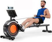 16-Level Dual-Rail Magnetic Rowing Machine, Advanced LCD Monitor, Standard Seat, Charcoal, 330 lb Capacity