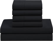 7 Piece Comforter Set Bag Solid Color All Season Soft Down Alternative Blanket & Luxurious Microfiber Bed Sheets, Black, King (Pack of 3)
