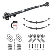 3,500 lb Idler Trailer Axle Kit – Full Suspension Running Gear – 85” Hub Face / 70” Spring Center – 5 on 4.5 Bolt Pattern