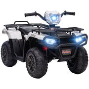 12V Ride on ATV for Kids 2.5MPH Headlight for Toddler 3–5 Years White