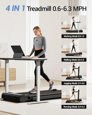 16% Walking Pad Treadmill with Incline, Foldable Treadmill with Handle Bar
