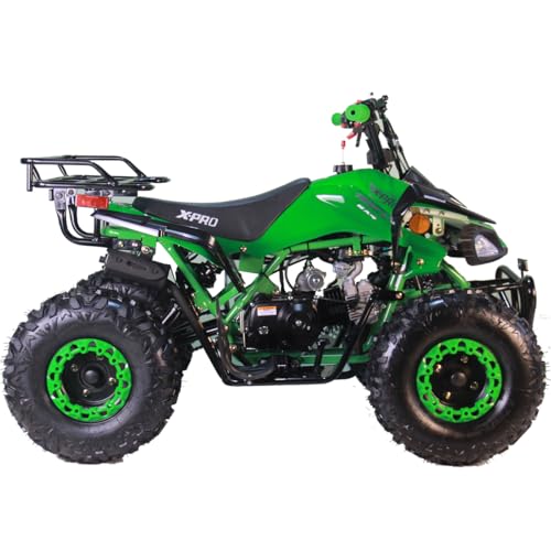 Leopard 125cc ATV Gas Powered Youth 4 Wheeler Quad with Automatic Transmission, Reverse Gear, Big 19"/18" Tires (Green)