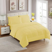 7 Piece Comforter Set Bag Solid Color All Season Soft Down Alternative Blanket & Luxurious Microfiber Bed Sheets, Yellow, Queen (Pack of 4)