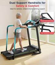 Treadmill for Seniors - 0.3mph Slow Start,Front & Long Handrails
