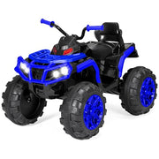 12V Kids Ride-On Electric ATV, 4-Wheeler Quad Car Toy w/Bluetooth Audio, 3.7mph Max Speed, Treaded Tires, LED Headlights, Radio - Blue