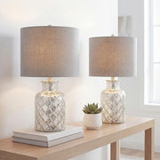 Alvord 24.5" Glass Table Lamp, Mercury Silver, Set of 2