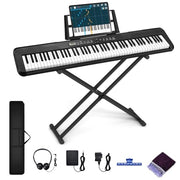 88 Key Piano Keyboard, Electric Digital Piano with Semi Weighted Keys, Keyboard Piano with Sustain Pedal, Power Supply, Stand, Carrying Case, Headphones, USB-MIDI Compatibility, for Beginner Adults