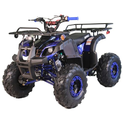 125cc ATV 4 Wheels Wheelers Quad 125 ATV Quads with LED Lights, Big 19"/18" Tires!(Blue)