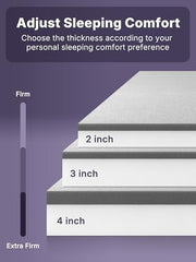 3 Inch Queen Size Extra Firm Mattress Topper, High Density Foam