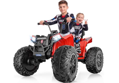 24V 4WD Kids ATV 4 Wheeler Ages 5-14 w/800W Powerful Motor, 200 Lbs, Red