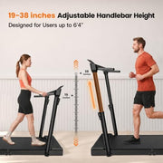 Foldable Walking Pad Treadmill with Height-Adjustable Handlebar