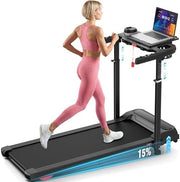 Foldable Treadmill, 15% Auto Incline, 300 lb, 8.8MPH, Heart Rate