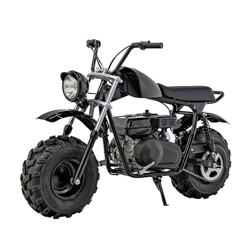 Motor MB200S Four Stroke Single Cylinder Displacement 196CC, 1 Gal 19X7.00-8 in Weight Capacity 220 LBS 25 MPH, Gas Minibike, Mini Motorcycle (Black)