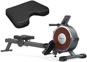 16-Level Magnetic Rowing Machine with Extended Slide Rail, LCD Monitor, Wide Seat, Charcoal, 300 lb Capacity