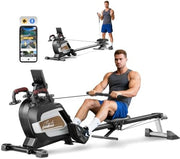 8-Level Foldable Magnetic Rowing Machine, LCD Monitor, Standard Seat, Black, 250 lb Capacity