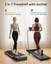 Walking Pad with 10% Incline & Dual LED Display,4 in 1 Foldable Treadmill for Home Small Office, Compact Under Desk Treadmill with Handle bar,APP & Remote, 300 lbs Capacity