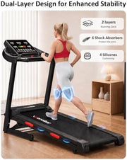 Treadmill for Home, Folding Treadmill with 15% Auto Incline,3.0HP Folding Treadmill with App,12 Workout Programs, Max 8.7 MPH Running Machine, 300 LBS Capacity