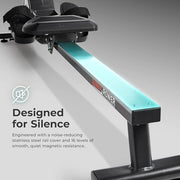 16-Level Magnetic Rowing Machine with Extended Slide Rail, LCD Monitor, Standard Seat, Gray, 300 lb Capacity