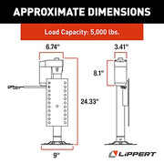 Ground Control 3.0 Automatic 5th Wheel RV Leveling System Rear Hall Effect Jack for Left Leg Replacement with 5,000-lb. Load Capacity - 305339