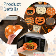 72pcs Halloween Pumpkin Tableware Set, Disposable Black Orange Paper Dessert Plate with Forks and Napkins for Halloween Party Supplies, Serves 24