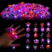 50 Pcs Halloween LED Flash Light up Rings Halloween Rings Halloween Treat Bag Stuffers Halloween Party Favors Halloween Toys in Bulk for Halloween Goodie Bag Fillers Stuffers Gifts Decoratio