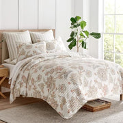 Selesta Blush Quilt Set - King Quilt and Two King Shams - Floral - Blush Taupe Grey - Quilt (106x92in.) and Shams (20x36in.) - Reversible - Cotton