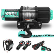 4500lbs ATV/UTV Winch with Synthetic Rope, Electric Boat Trailer Winch 12V, Waterproof Winch with 2 Wireless Remotes &Wired Switch,with Mounting Plate,Aluminium Fairlead