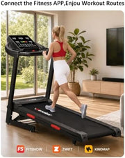 Treadmill for Home, Folding Treadmill with 15% Auto Incline,3.0HP Folding Treadmill with App,12 Workout Programs, Max 8.7 MPH Running Machine, 300 LBS Capacity