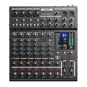 DAM-1000 10-Channel Analog DJ Audio Mixer Sound Board, with 4 Premium LAXY-PRE Microphone, 48V Phantom Power Preamps, BT 5.3, 48kHz 24Bit Sample Rate