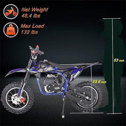 Leopard 40 Mini Dirt Bike, Gas Power 4 Stroke Pit Bike! Easy Pull Start, 10" Wheels!
