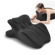Ergonomic Memory Foam Wedge Pillow, 27° Bed Wedge Support, Black Reading Reclining Sit Up Support, Upper Body Leg Elevation Comfort, Neck Back Waist Support, Removable Cover, Anti-Slip Base